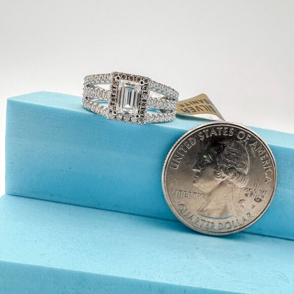 925 Sterling Sliver Moissanite Wedding/Engagement Ring, 1.0ctw VVS Stones Hip Ho - Picture 6 of 6